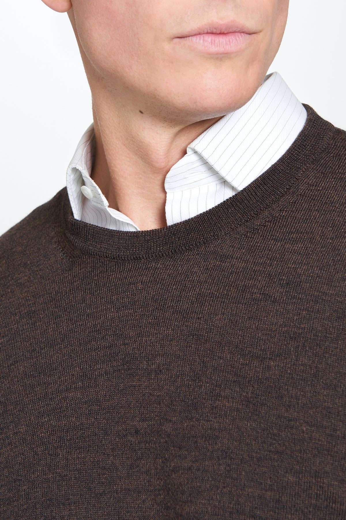 Chocolate Merino Wool Crew Neck Sweater
