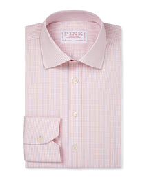 Camisa Formal Essential de Cuadros Gingham Corte Tailored Rosa Pálido y Blanco