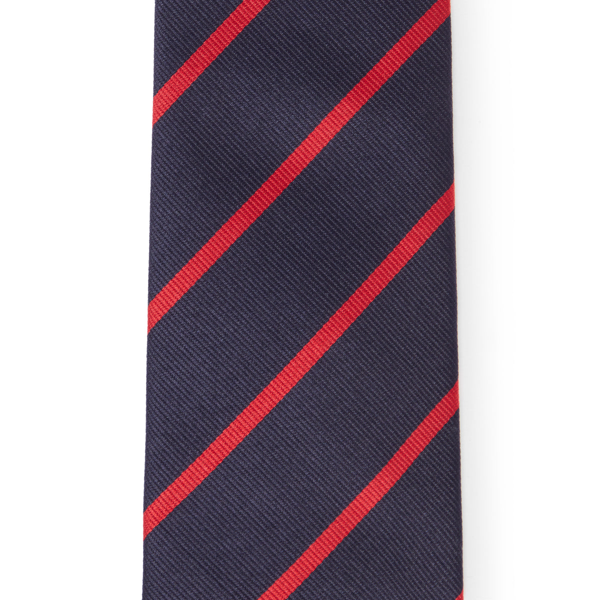 Corbata de seda tejida con raya única en azul marino y rojo