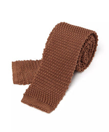 Neutral Plain Knitted Silk Tie Square Tip
