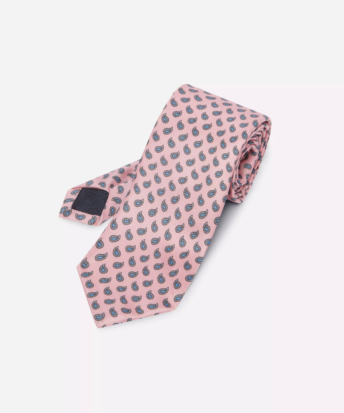 Pale Pink & Blue Small Paisley Motif Silk Printed Tie