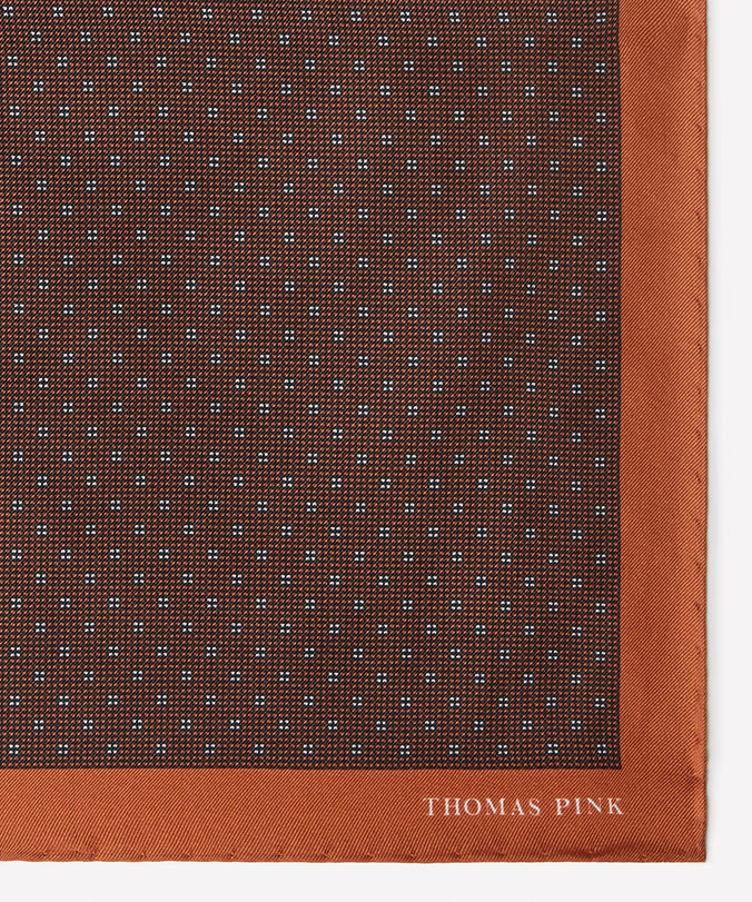 Pañuelo de bolsillo con motivo floral de cuatro puntos en naranja intenso y blanco