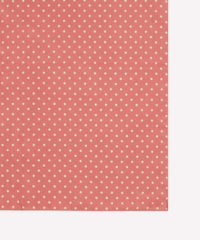 Pañuelo de bolsillo de seda con lunares en rosa y neutro