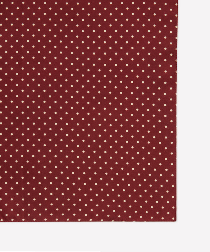 Pañuelo de bolsillo de seda con lunares en rojo y neutro