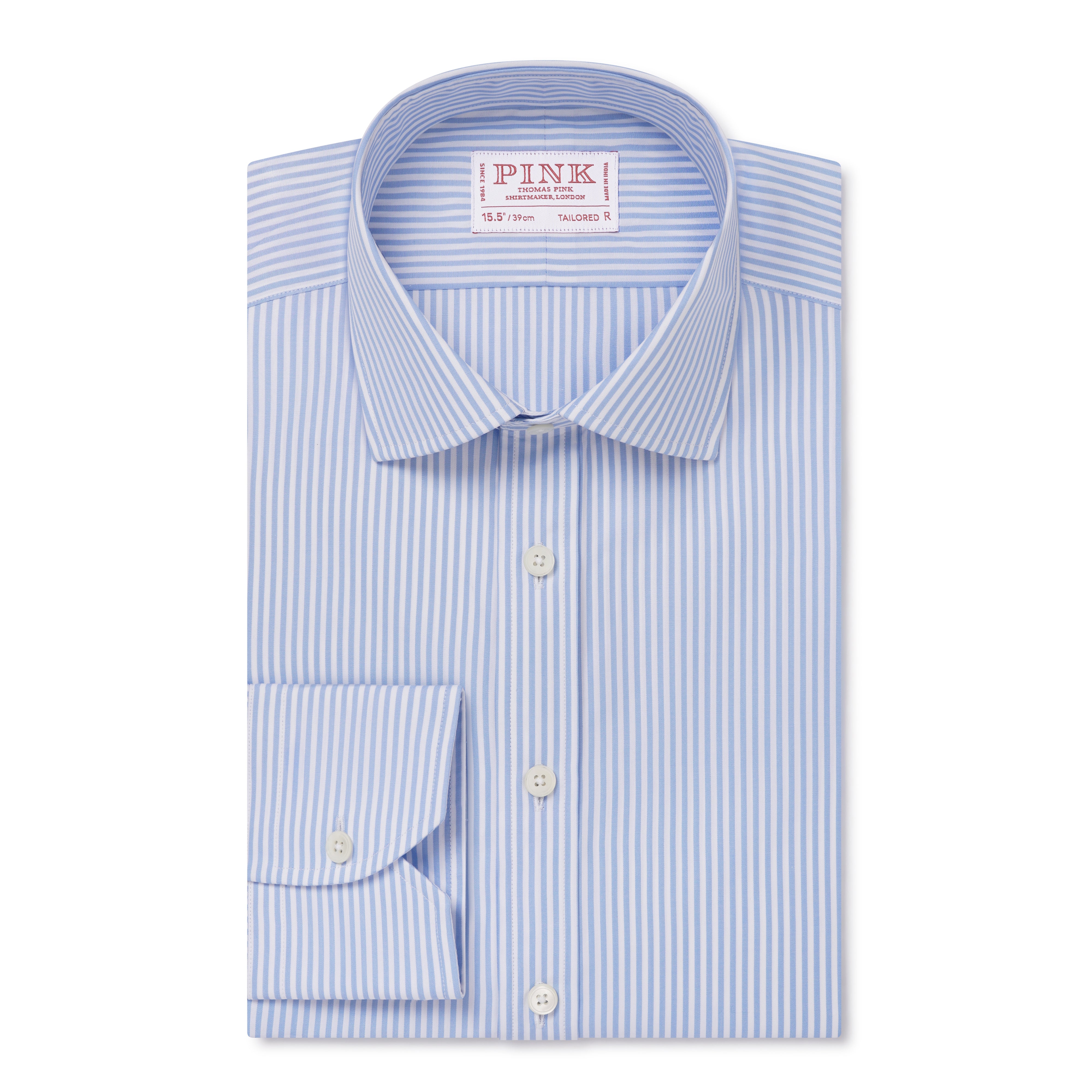 Camisa Formal con Raya Bengalí en Azul Pálido y Blanco - Corte Entalla ...