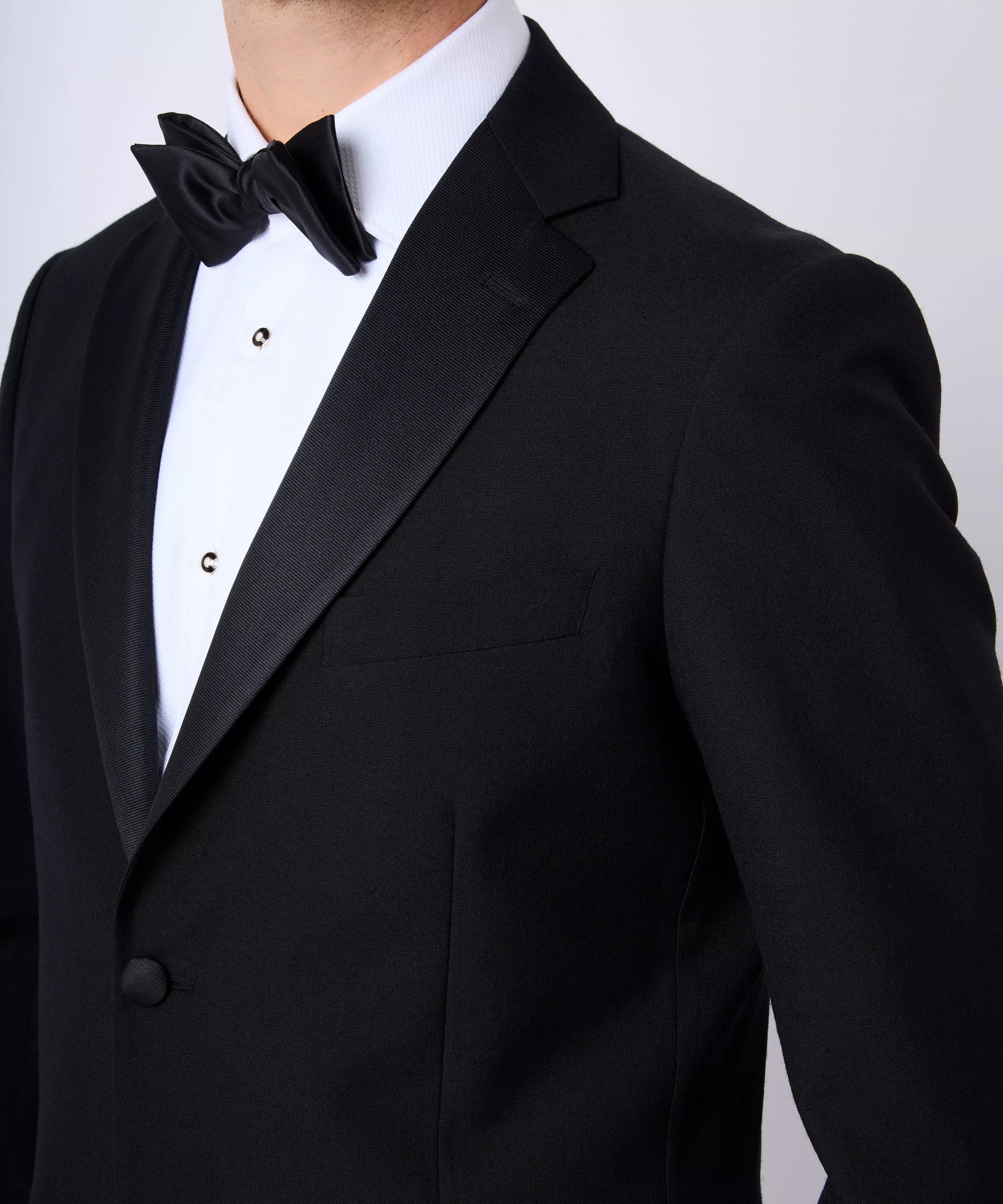 Black Tailored Fit Merino Wool Evening Jacket