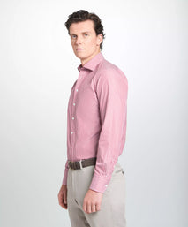 Red & White Tailored Fit End on End Stripe Formal Shirt