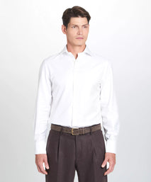 White Tailored Fit Twill Formal Shirt