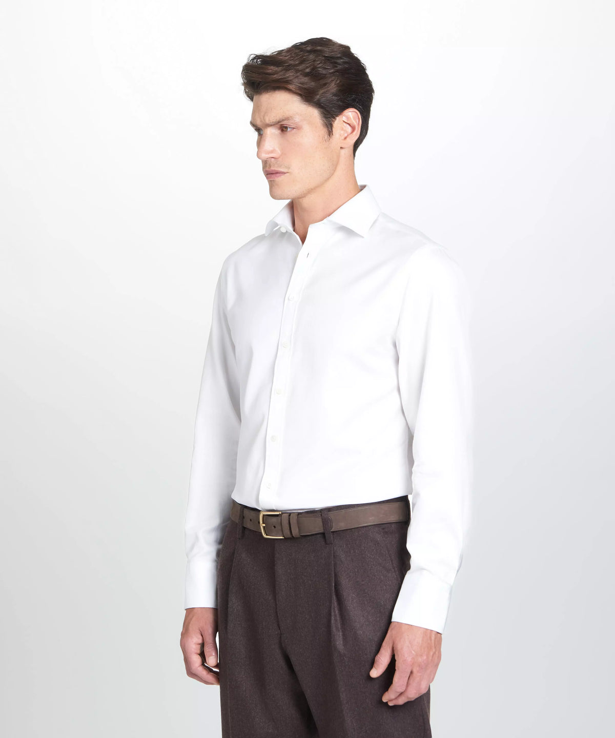 White Tailored Fit Twill Formal Shirt