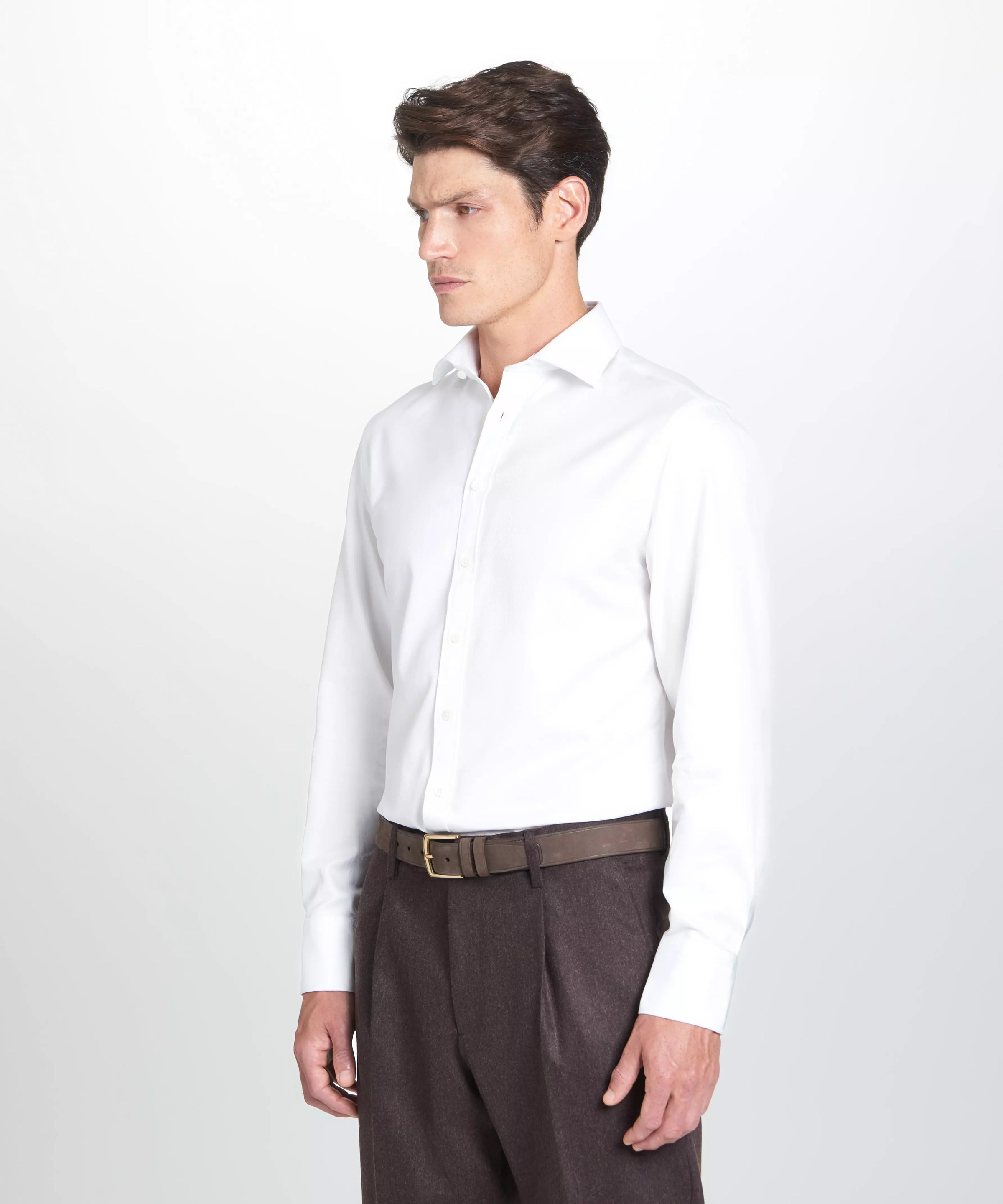 White Tailored Fit Twill Formal Shirt