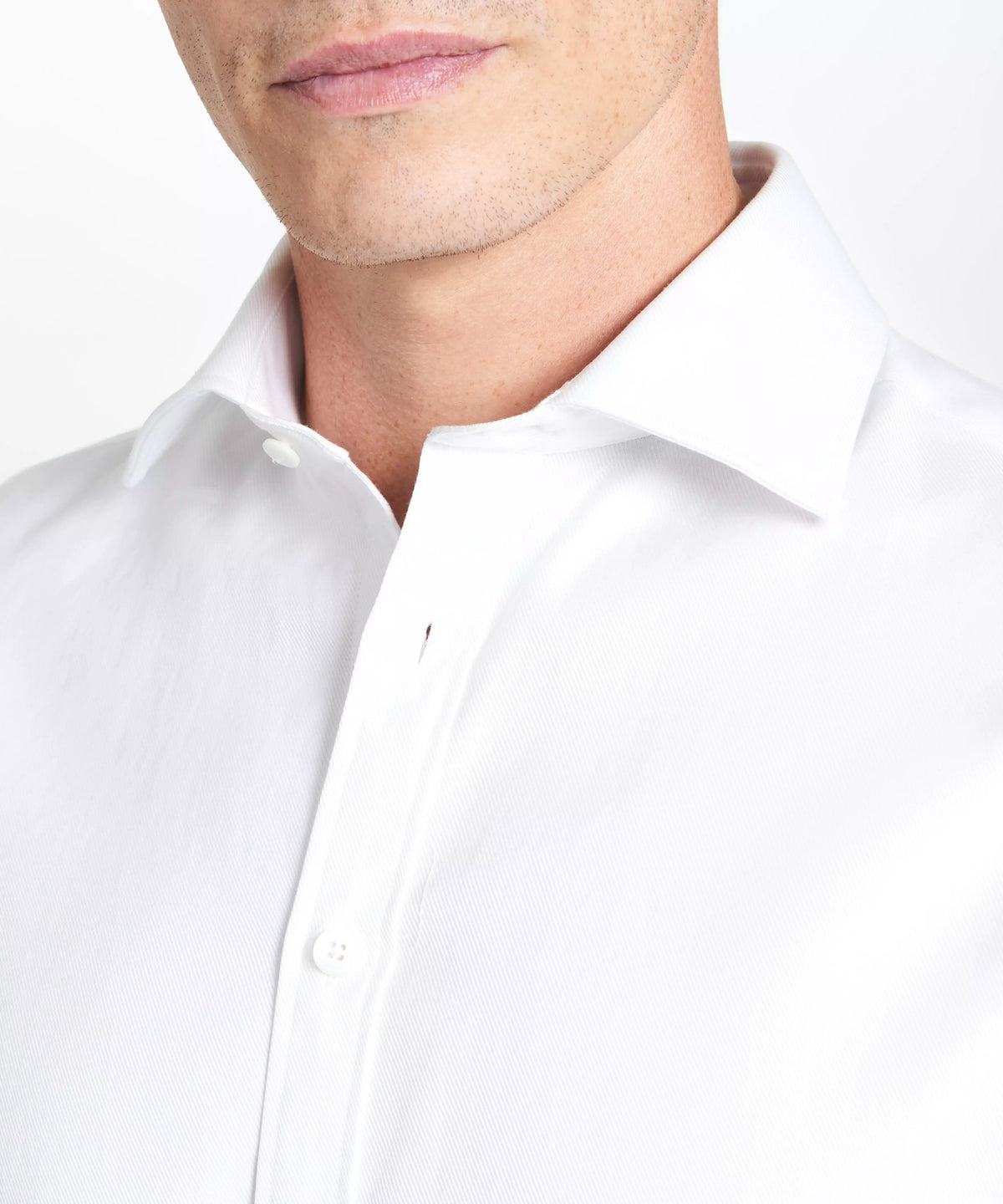 White Tailored Fit Twill Formal Shirt