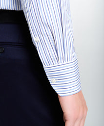 White & Blue Tailored Fit Regent Track Stripe Formal Shirt