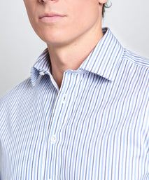 White & Blue Tailored Fit Regent Track Stripe Formal Shirt