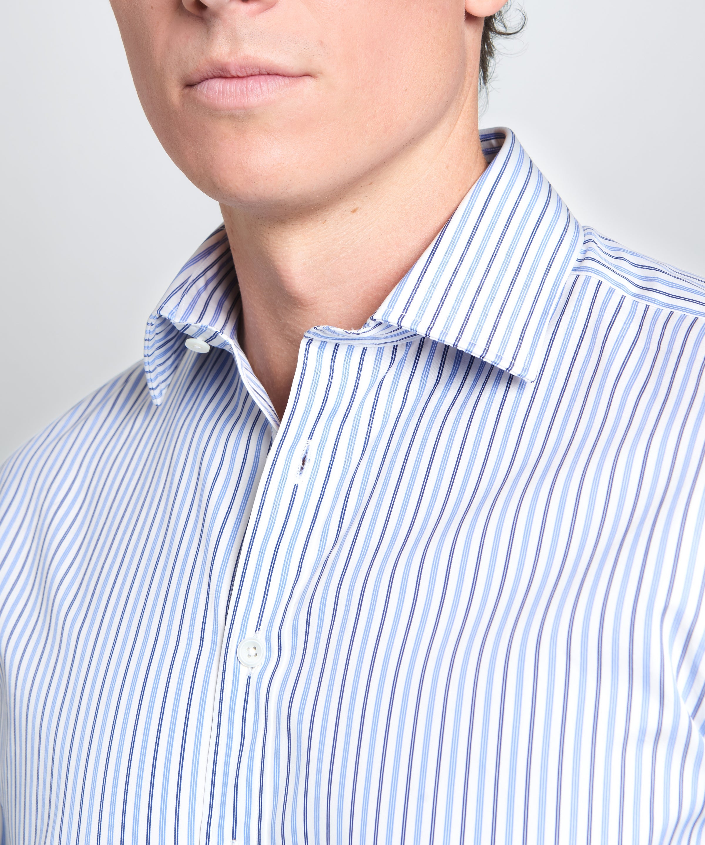 White & Blue Tailored Fit Regent Track Stripe Formal Shirt