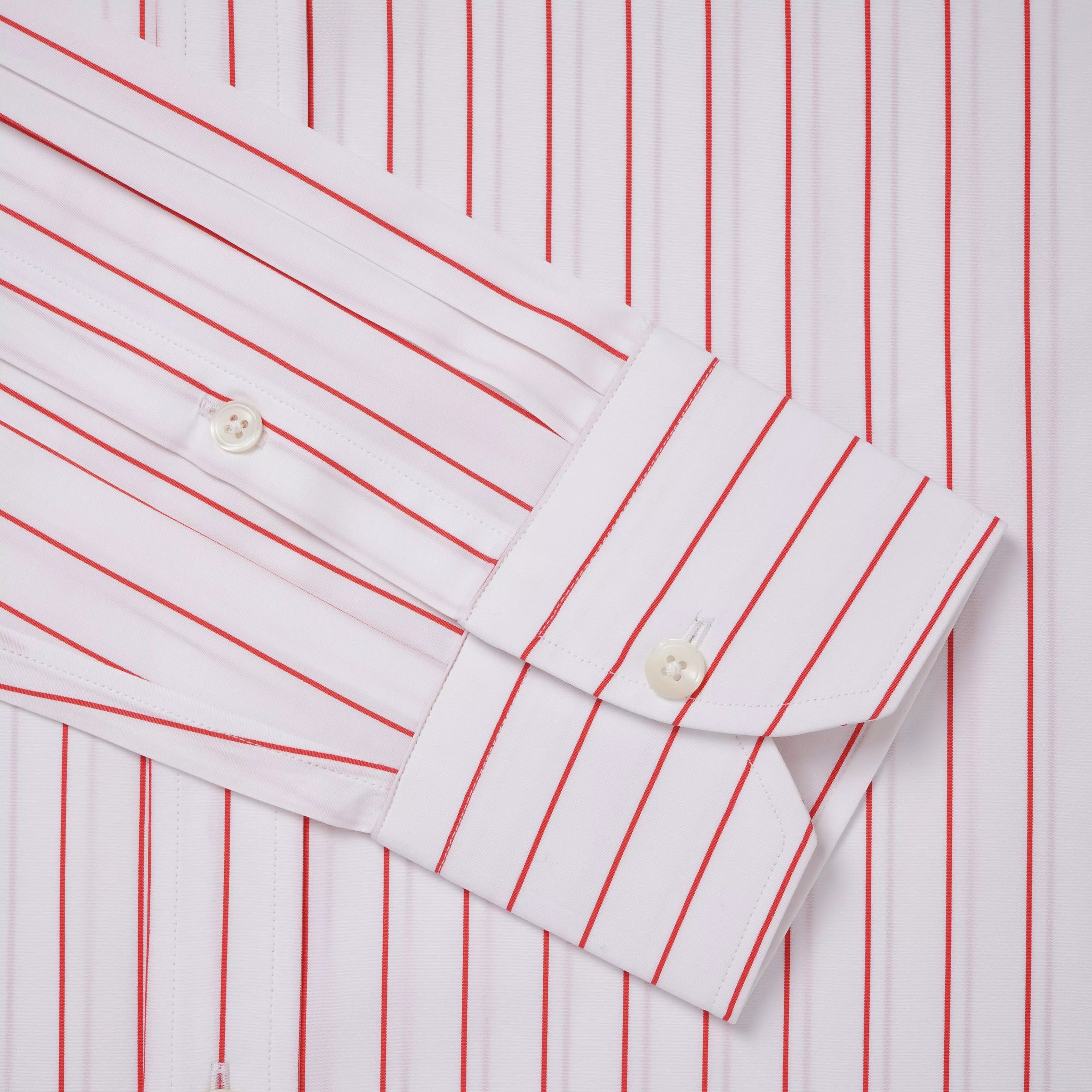 White & Red Tailored Fit Formal Wide Pin Stripe Shirt