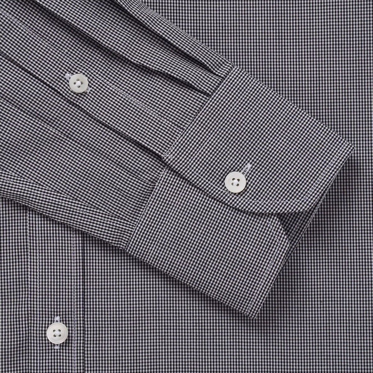 Black & White Slim Fit Micro Gingham Check Formal Shirt