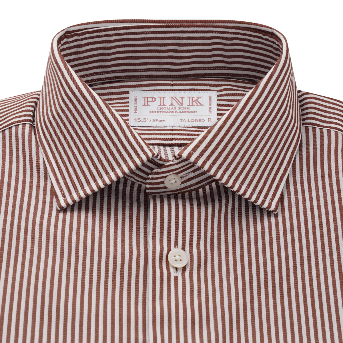 Brown & White Tailored Fit Capri Stripe Shirt Formal Shirt